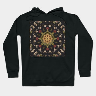 1980s Yoga Meditation Dark Floral  Bohemian Mandala Flower Hoodie